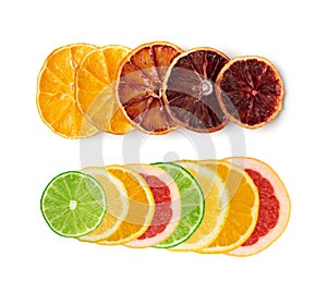 Dried Slices of Orange and Blood Orange Isolated