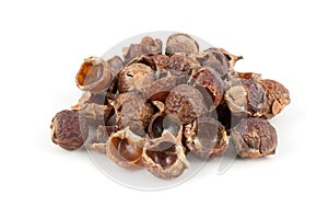 Dried soapnuts isolated on white background