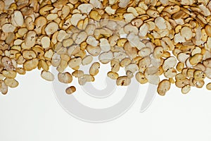 Dried split broad beans pattern texture.
