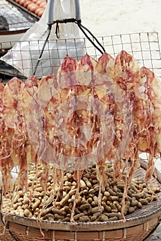 Dried squid and boiled peanuts