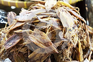 Dried squid in the sea food Thailand marke