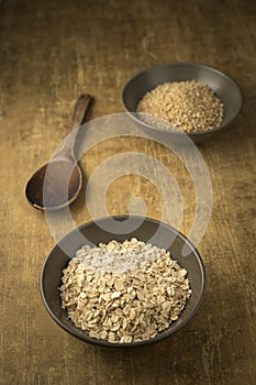 Dried steel cut and rolled oats photo