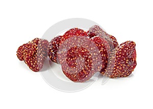 Dried strawberries isolated on white background