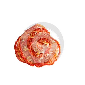 Dried tomato chips. Crispy dehydrated tomato slices