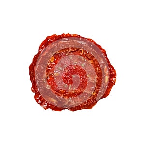 Dried tomato cut slice isolated on white background