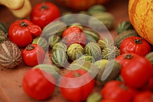 Dried tomatoes, autumn vegetables, harvest, autumn vegetables