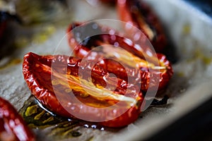 Dried tomatoes with garlic, Basil and salt