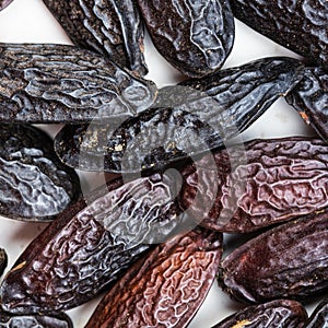 Dried tonka beans close up