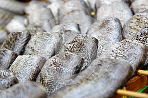 Dried trichogaster fish at the market