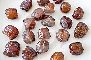 Dried unaby fruit, ziziphus or jujube on a plate