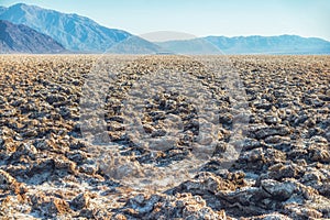 Dried up Bed of Devil`s Golf Course, Death Valley National Park, California