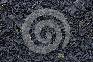 dried wakame seaweed as background.japanese food.