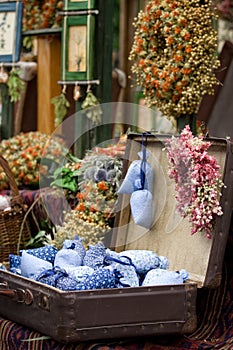 Dried wild flowers and handmade decor in old fashi