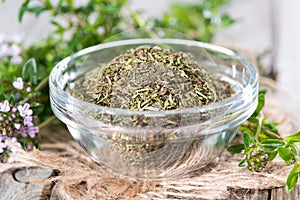 Dried Winter Savory in a bowl