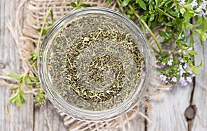 Dried Winter Savory in a bowl