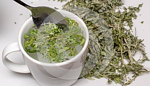 dried wormwood herb for medicinal tea. absinthe and thujone