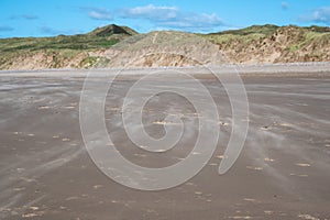 Drifiting sand replicating covid19 transmission on Rhossili Bay, Gower, Wales