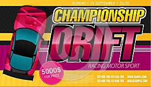 Drift banner for web or print. Flat vector
