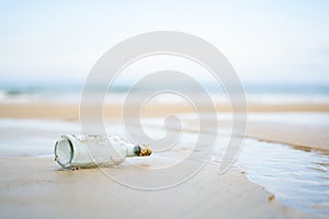 A drift bottle on the coast