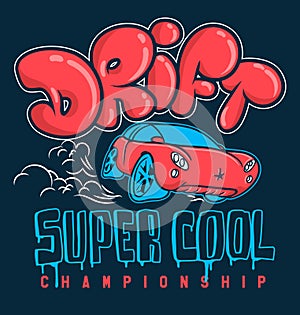 Drift car vector design print