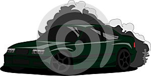 Drift-sports car vector. Automotive poster