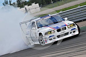 Drifting competition at the Sanair circuit in 2010 in Quebec, Canada