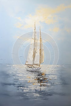 Drifting Dreams: A Serene Sailboat Journey through Ocean, Sky, a