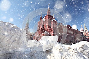 Drifts of snow on Red Square in Moscow photo