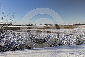 drifts of white snow after a snowfall, sunny weather photo