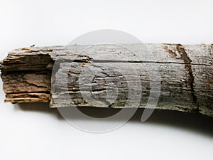 Driftwood/aged wood over white background. photo