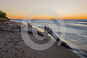 Driftwood on a Lake Huron Beach after Sunset - Canada