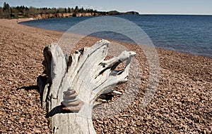 A Driftwood Log on the banks of Lake Superior