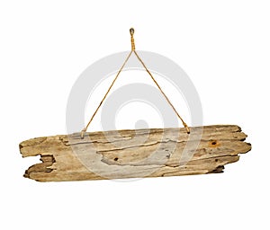 Driftwood wooden sign board on string