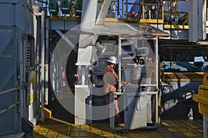 Driling module on the working deck of an offshore platform
