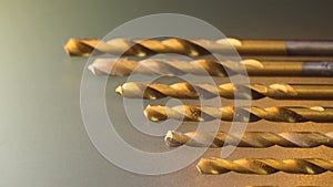 Drill bit set on frosted glass background