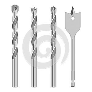Drill bit set vector illustration isolated on white background