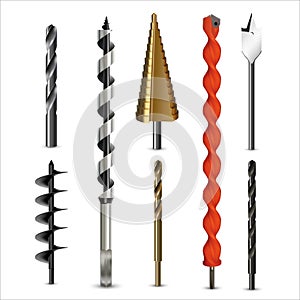 Drill bits and auger for various types materials.