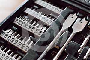 Assorted Screwdriver Bits in Organized Tool Case