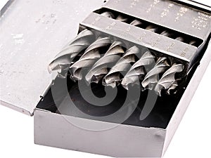 Drill Bits in a metal box