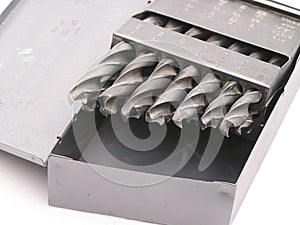 Drill Bits in a metal box