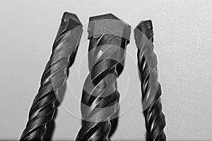 drill bits for perforator close-up on a white background