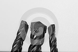 drill bits for perforator close-up on a white background