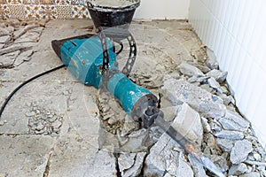 Drill machine using to drilling floor tiles in toilet