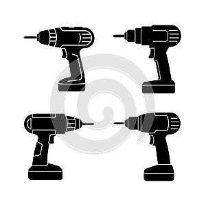 Drill machine vector silhouette art illustration bundle