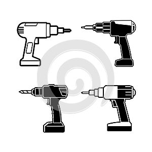 Drill machine vector silhouette art illustration bundle