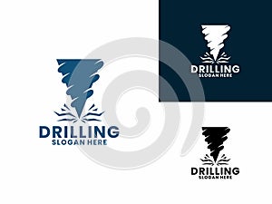 Drill mining logo design vector template. Drilling logo design icon