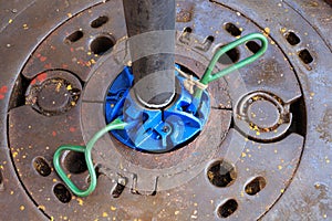 Drill pipe and slip in the rotary table