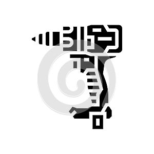 drill tool repair glyph icon vector illustration