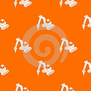 Drill tractor pattern vector orange
