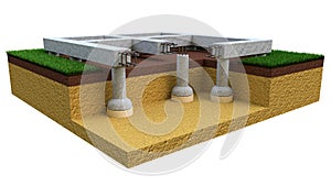 drilled belled foundation - isolated industrial 3D illustration